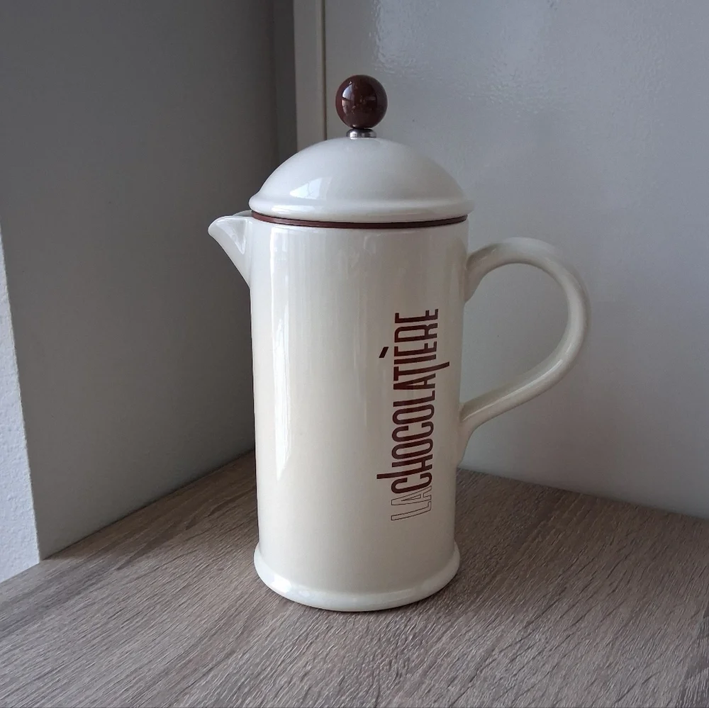 🌷 Crate & Barrel La Chocolatèrie Ceramic / Stoneware Hot Chocolate French Press
